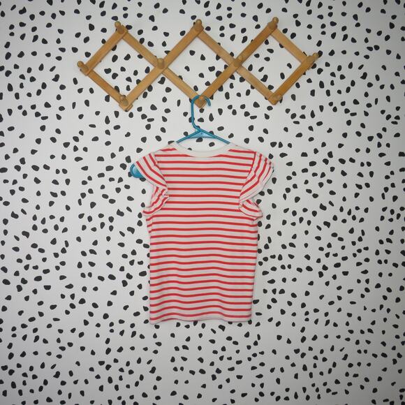 Cat & Jack Red Striped Embroidered Flutter Sleeve Girls T-Shirt - Picture 3 of 6